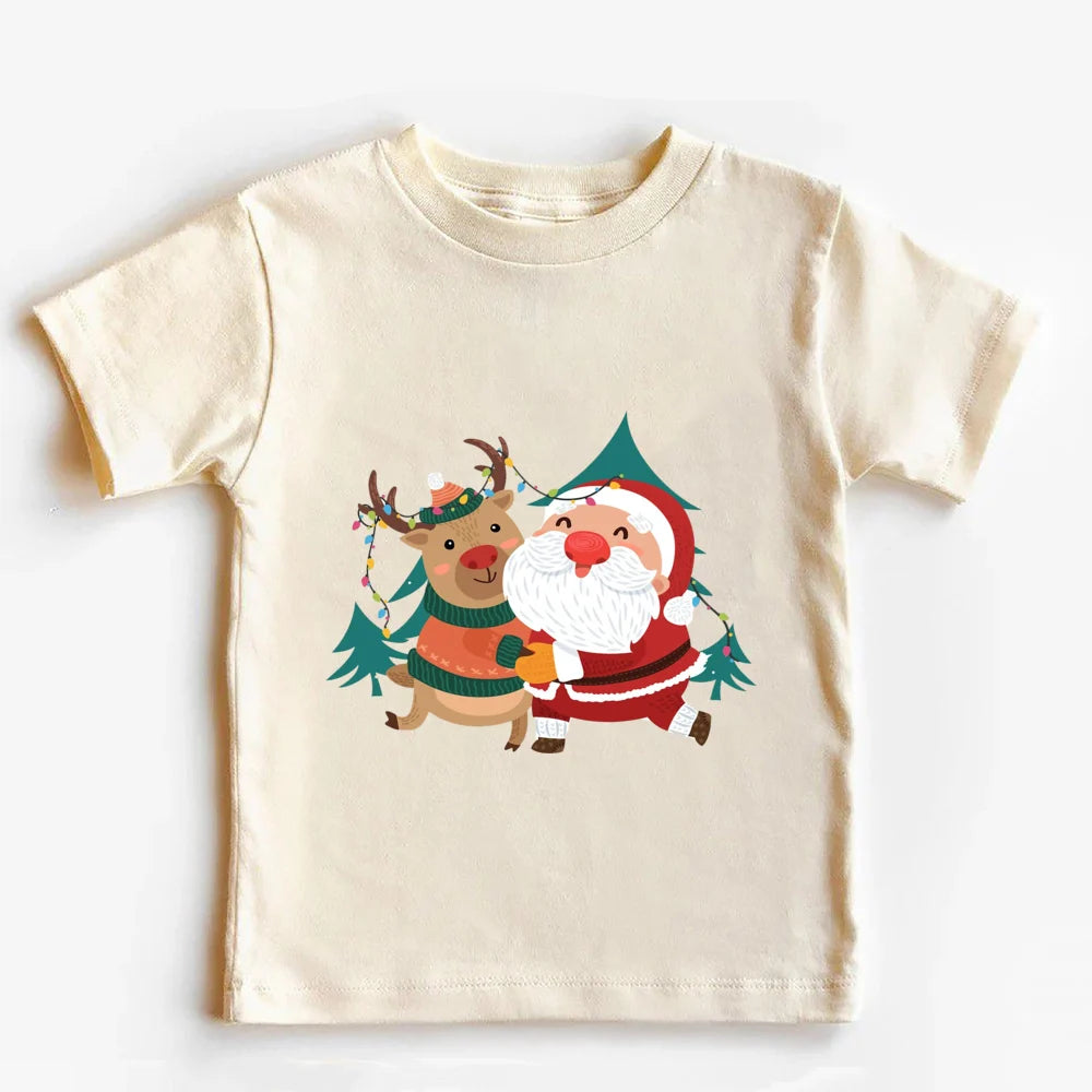 Christmas Santa Claus Christmas T Shirt Retro Christmas Shirt for Kids Merry Xmas Outfit  Toddler Infant Xmas Tops Clothes