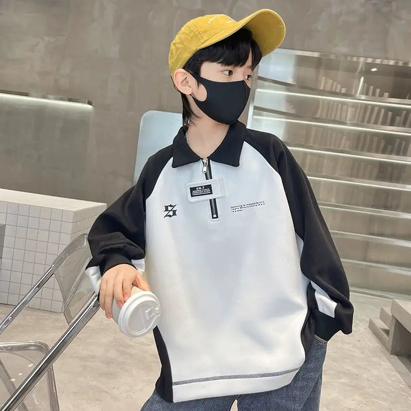 2025 New Arrival Boys' Base Layer Long Sleeve Top Spring Autumn Big & Mid Size Kids Stylish Cool Trendy Top