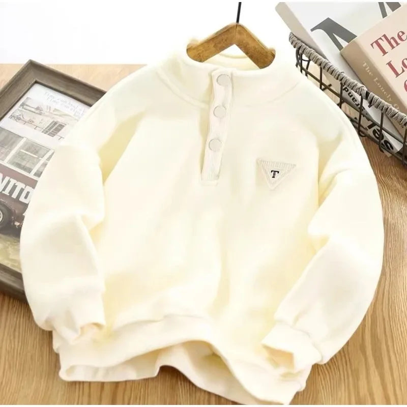 High-Quality Winter Kids' Double-Sided Fleece Lined & Thickened School Uniform Must-Have Mid-Big Size Sweatshirt