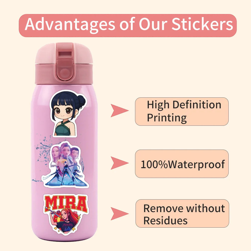 Anime Kpop Demon Hunters Stickers 55/110pcs Cartoon Sticker Huntrix Decorative Stickers for Scrapbook Aesthetic Notebook Gifts
