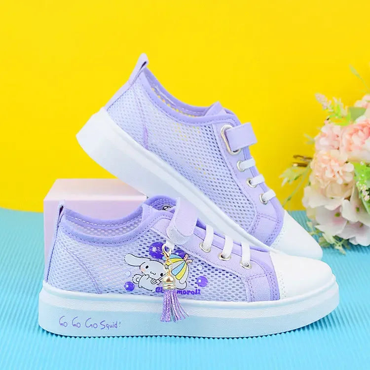 Sanrio hello kitty  spring autumn non-slip net shoes girl casual shoes cartoon board shoes kuromi sports shoes cute Sneakers