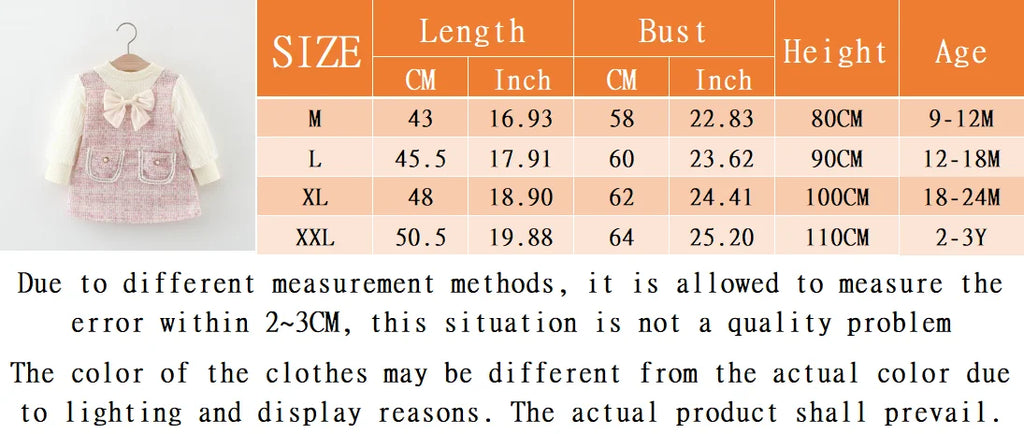 Spring And Autumn New Sweet Bow Baby Girl Princess Dress, Pink Checkered Children'S Clothes For Babies Aged 9 Months To 3 Years