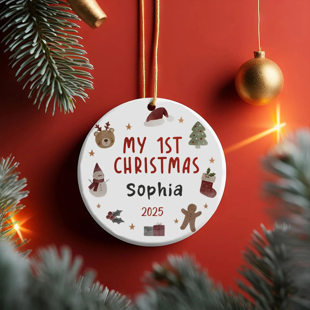 Personalized Baby's First Christmas Ornament Custom Name Gift for Newborn Christmas Tree Decor Photography Accessories