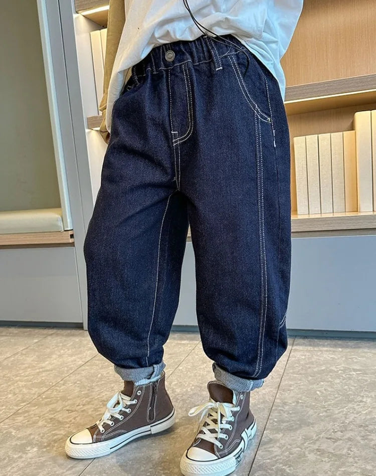 Designer Boys Autumn Winter 2025 New Casual Stretchable Denim Jeans Long Pants Boys' Fashionable Trousers