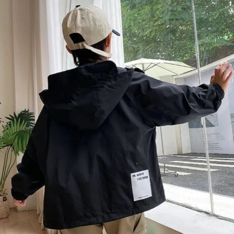 2025 New Kids Outdoor Jacket Unisex Sporty Design Spring Autumn Wear Trendy Waterproof Windproof Jacket for Boys Girls Ages 8-14