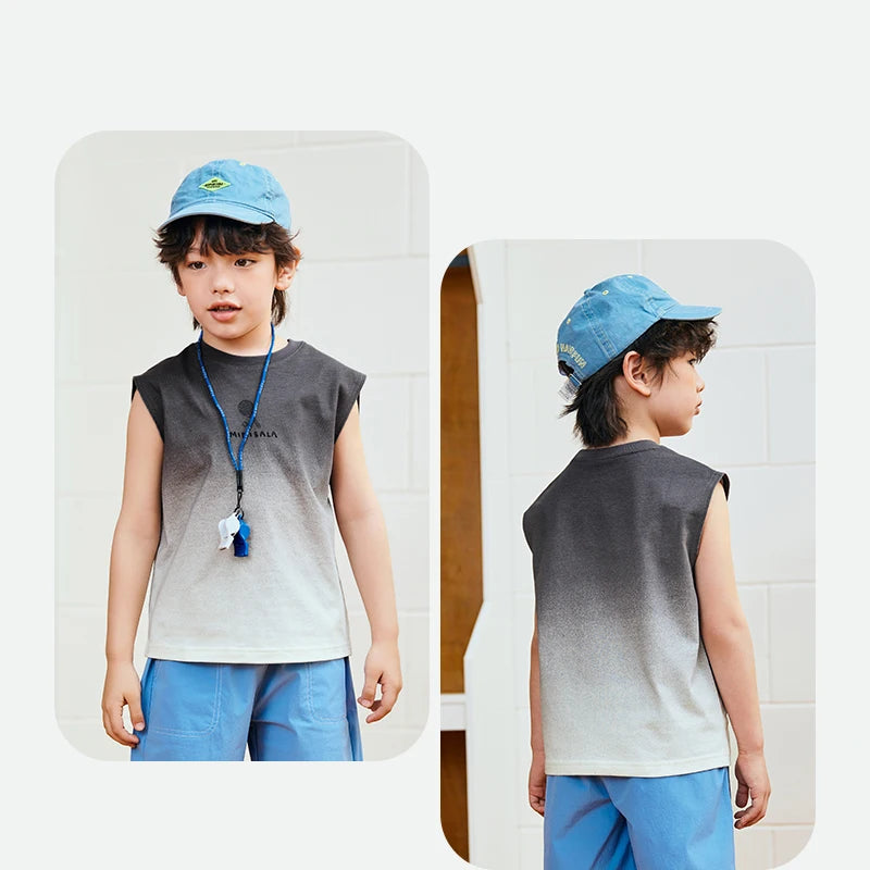 Mini Bala Boys Tank Top Summer New Cotton Tie-Dye Breathable Soft Skin-Friendly Base Layer for Kids