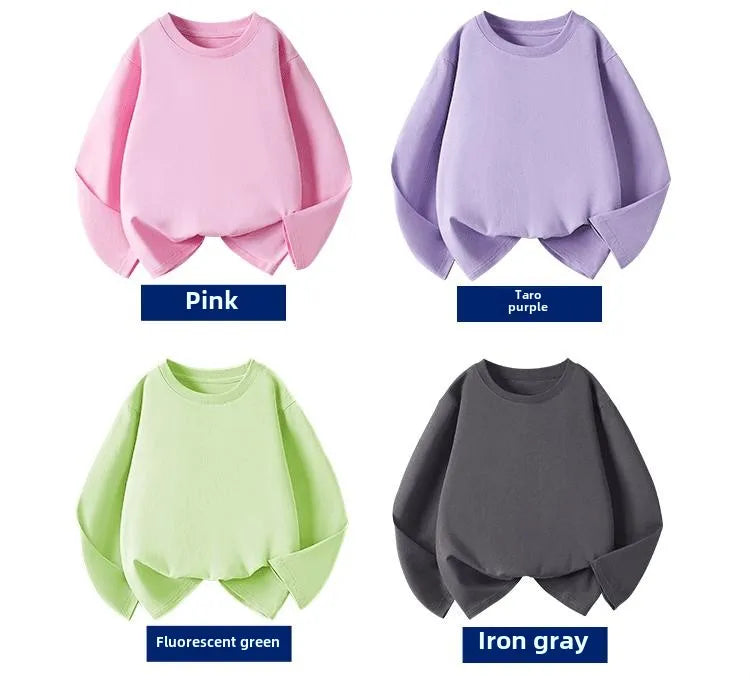 New children's long-sleeved T-shirt for boys, suitable for spring and autumn. Pure cotton upper garment for medium and large chi