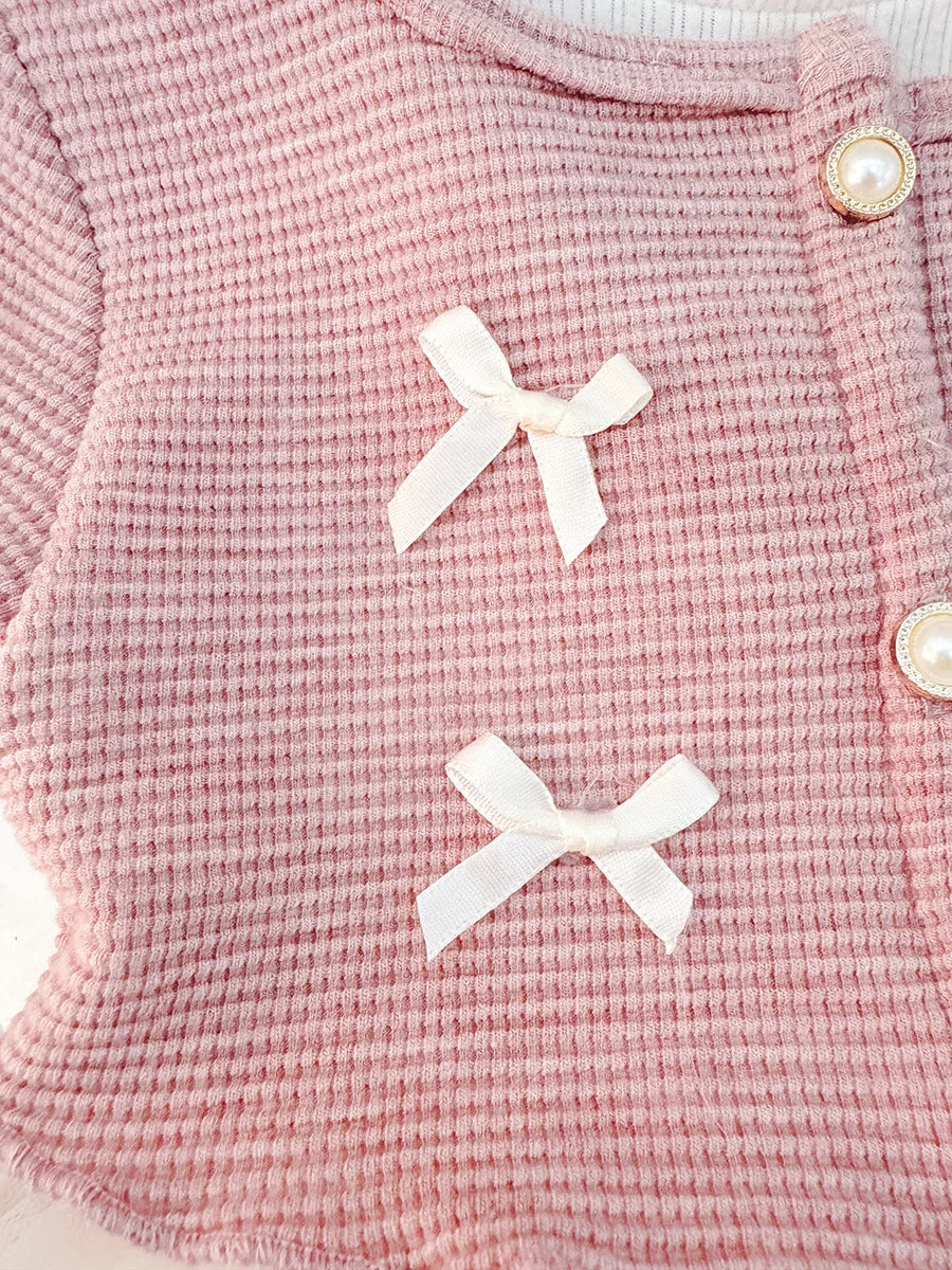 Spring And Autumn New Sweet Bow Baby Girl Dress, Princess Style Children'S Long Sleeved Clothes For Babies Aged 0-3 Years Old