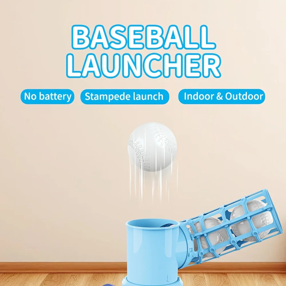 Baseball Tee T-Ball Set for Kids Toddler Baseball Set with Step-On Pitching Machine Pop Up Balls Outdoor Christmas Gift for Boys