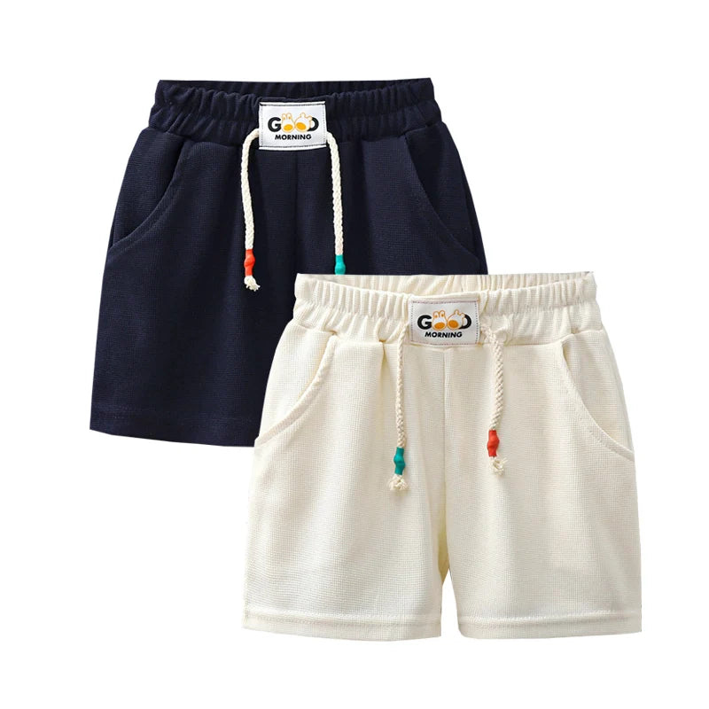 2pcs Summer Kids Shorts Boys Girls Solid Color Short Baby Solid Color Casual Pant Children Short Pant Sport Clothing Outwear