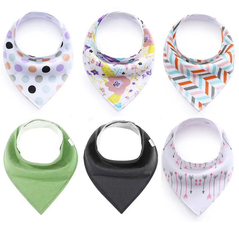 0-2Years Newborn Bibs Solid 5Pcs 8Pcs Baby Feeding Drool Bibs Saliva Towel Triangle Scarf Soft Cotton Adjustable Snap Button