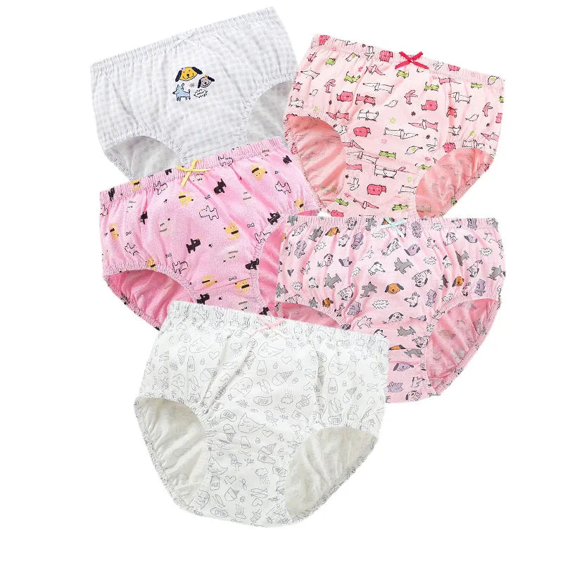 4Pcs/Set Little Girls' Cotton Panties Baby Toddler Soft Underwear softness Cute Pattern Kids Briefs Multipack