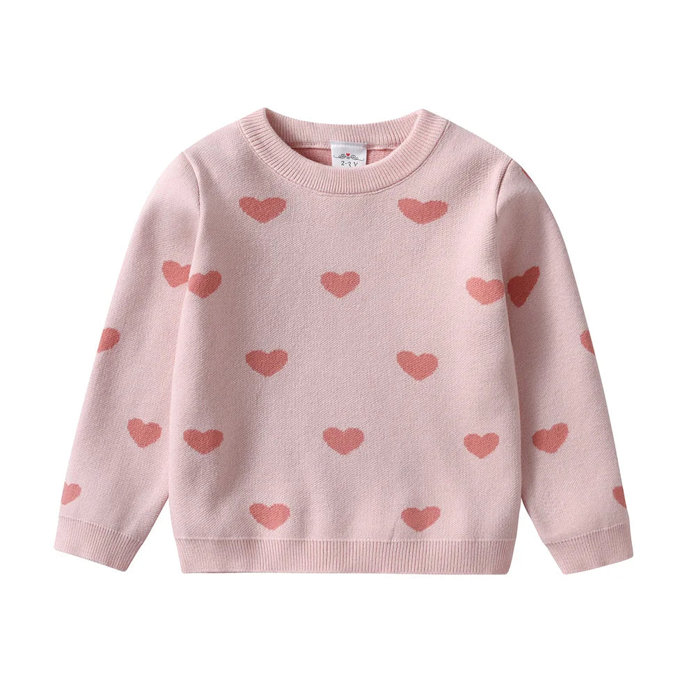VIKITA Teenagers Pink Sweaters Girls Heart Shape Costumes Fall Spring Winter Knitted Fashion Blouses Sweaters Casual Wear Tops