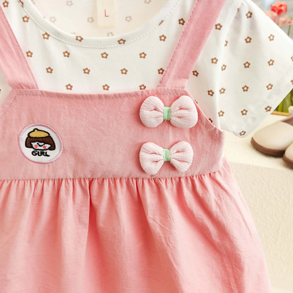 Happy New Year! Summer New Sweet Bow Baby Girl Dress, Small Floral Short Sleeved Children'S Clothing For 6-24 Months
