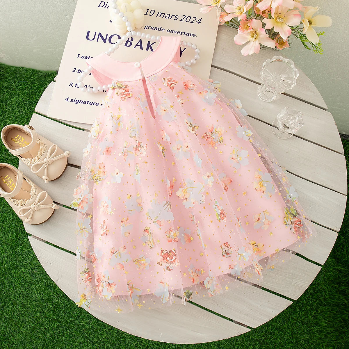 Summer New Princess Style Baby Girl Dress, Floral Chiffon Children'S Sleeveless Clothes For Birthday Parties (0-3 Years Old)