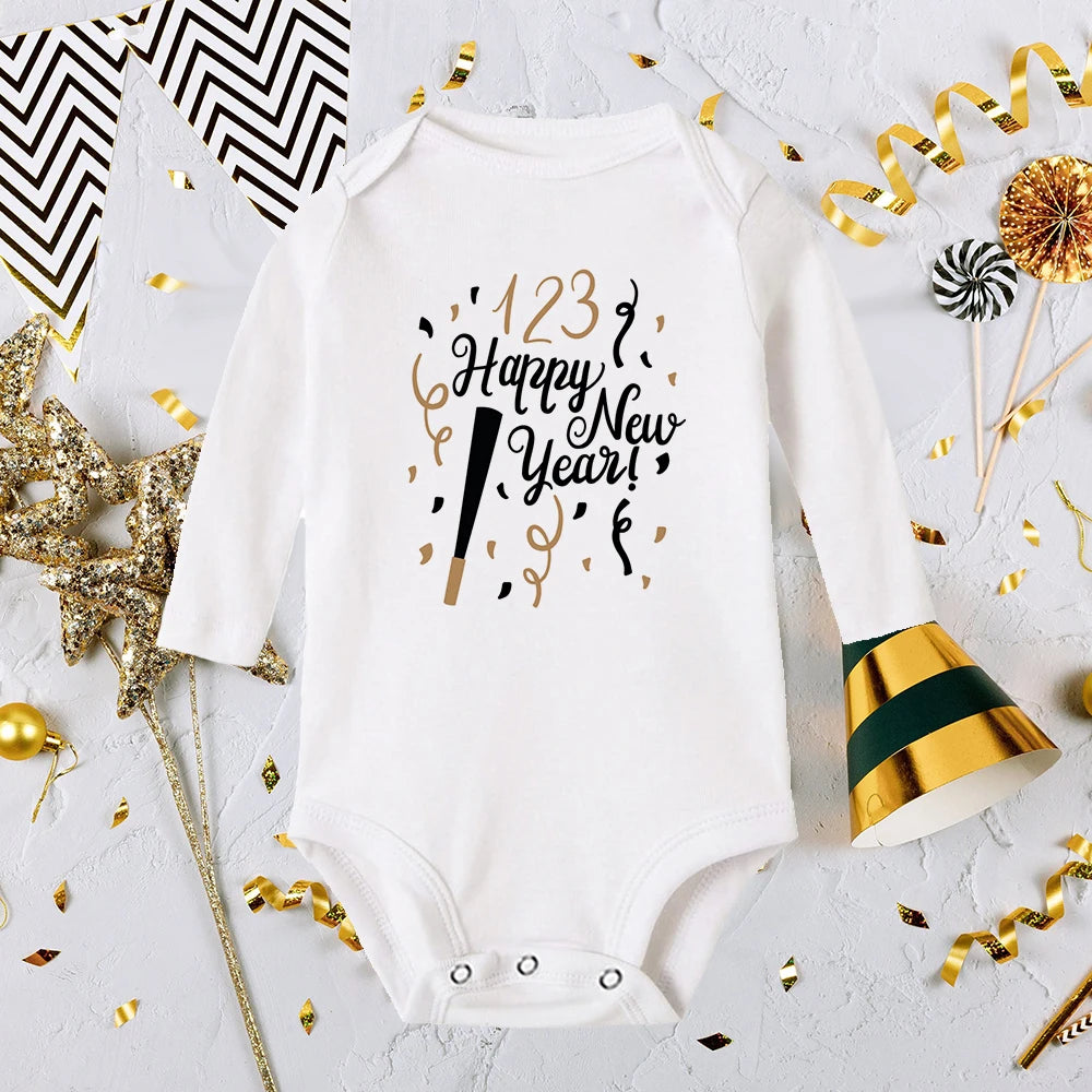 It Is My 1st New Year Baby Boy Girl Long Sleeve Romper Fashion Casual Robe Ropa Newborn Baby Bodysuit New Year Holiday Best Gift