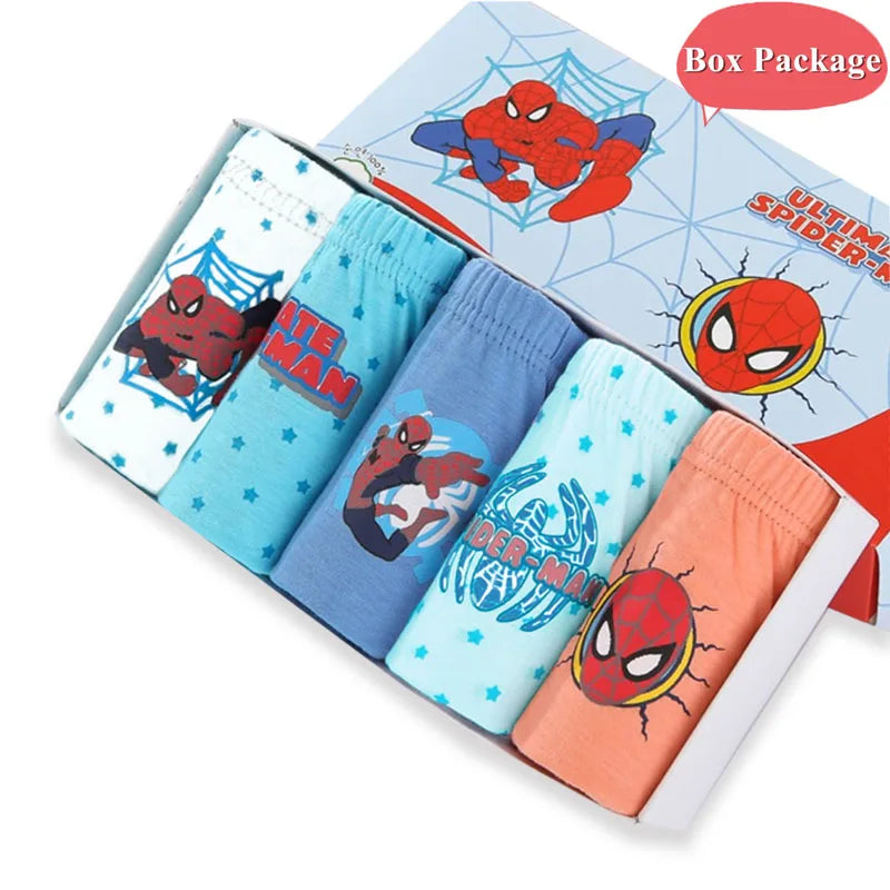 5/10Pieces Packs Pure Cotton Boys Underwear Spider-Man Boys Briefs Cartoon Children Underwear Breathable Kids Triangle Knickers