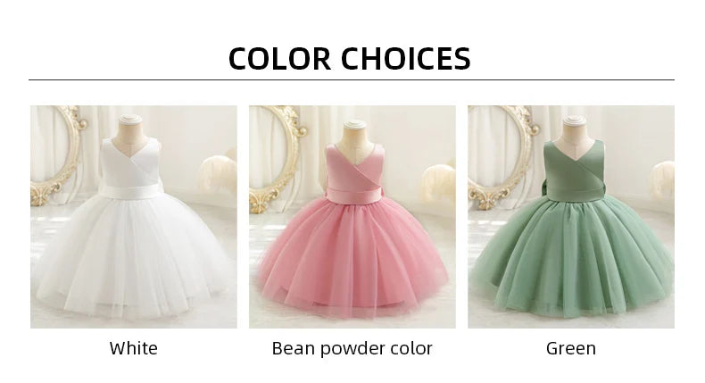 Baby Kids Green Lace Dresses For Children Girl Sleeveless Princess Gown Birthday Party Flower Girls White Dress