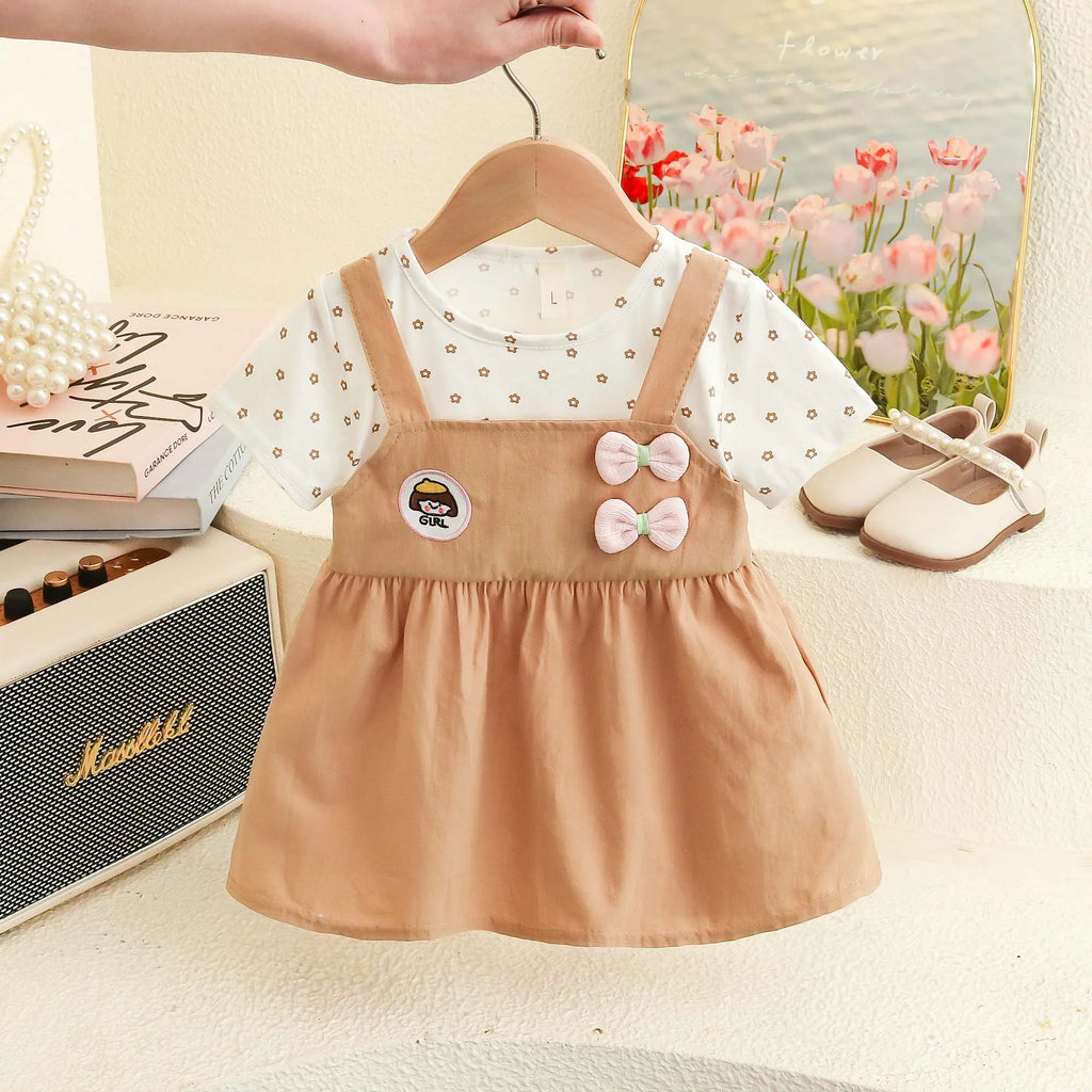 Happy New Year! Summer New Sweet Bow Baby Girl Dress, Small Floral Short Sleeved Children'S Clothing For 6-24 Months