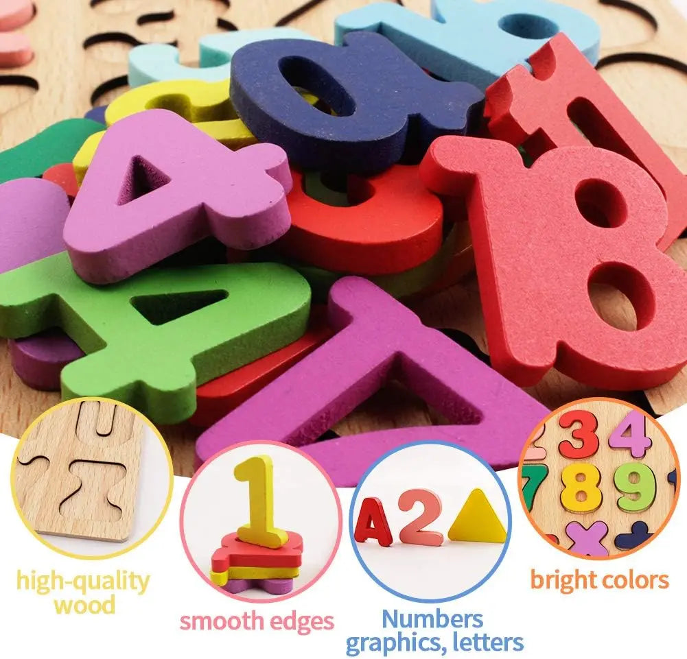 Wooden Puzzles Toys for Kids 3 Year Alphabet Numbers Children Montessori Educational Learning Toys abc Letters Preschool Gift
