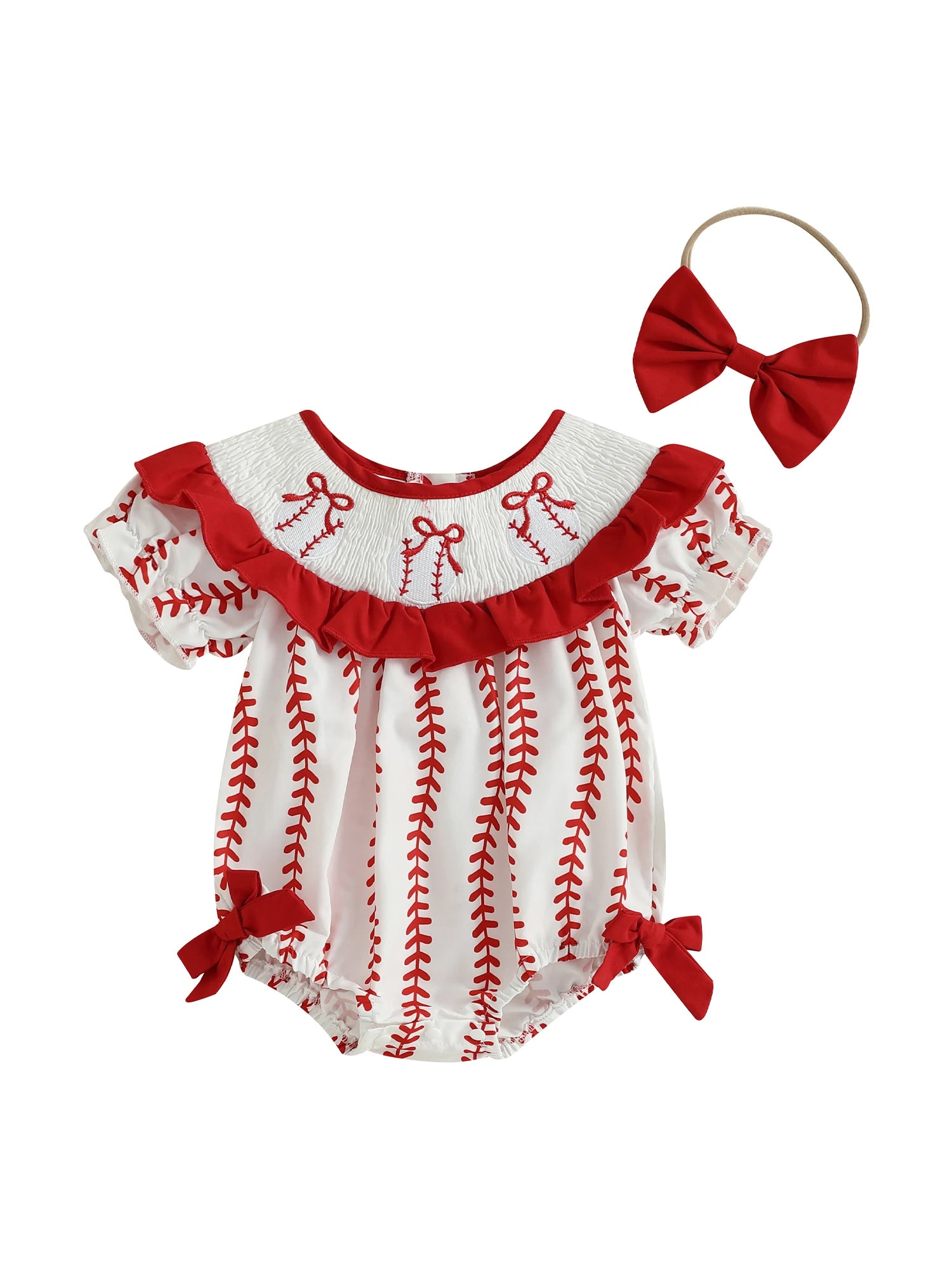 Adorable Infant Floral Romper with Matching Bow Headband Set for Summer Sleeveless Jumpsuit Outfit for Baby Girl