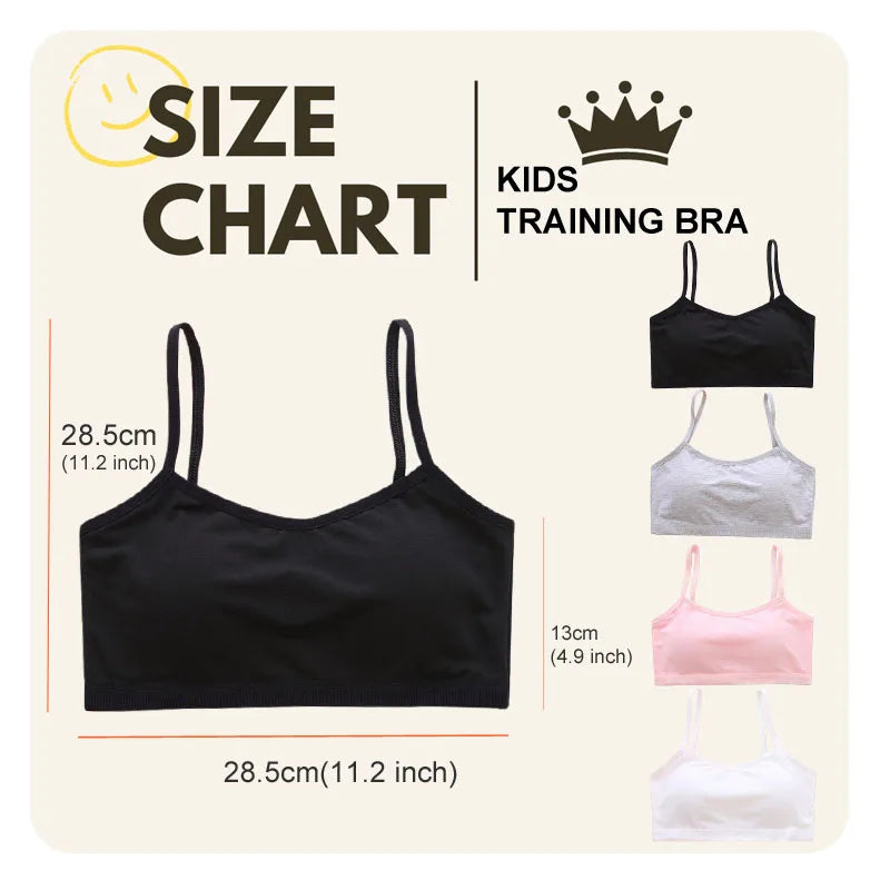 1/4 Sets Cotton Girls Underwear Set Teenage Girls Training Bras and Panties Suit Solid Wireless Fixed Pad Bra with Briefs Set