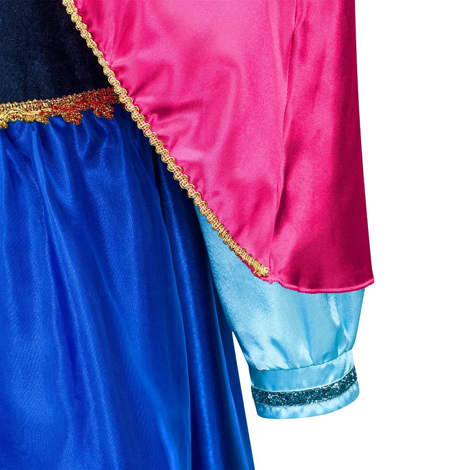 Frozen Anna Princess Girl Dress Halloween Cosplay 2025 Disney Party Costume Snow Queen Princess Clothes Children Outfit 2-10 Y