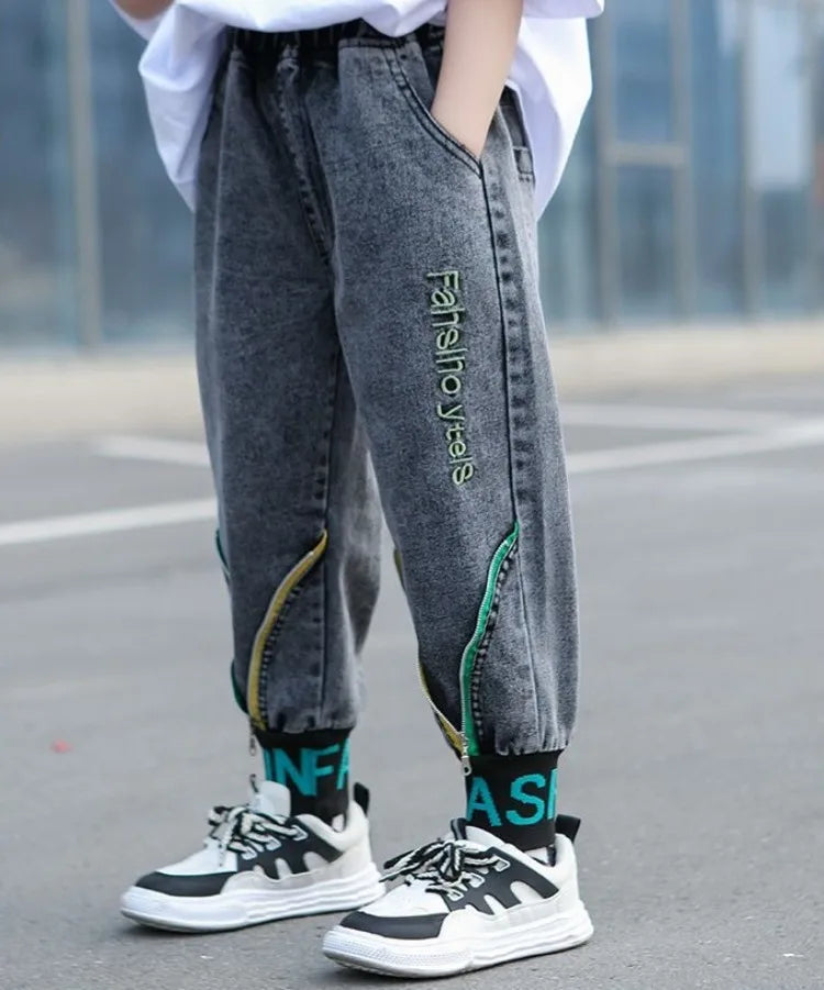 Kids' Loose Fit Dad Jeans for Boys & Girls, Big Kids Spring Autumn School Jeans, Stylish & Trendy Long Pants