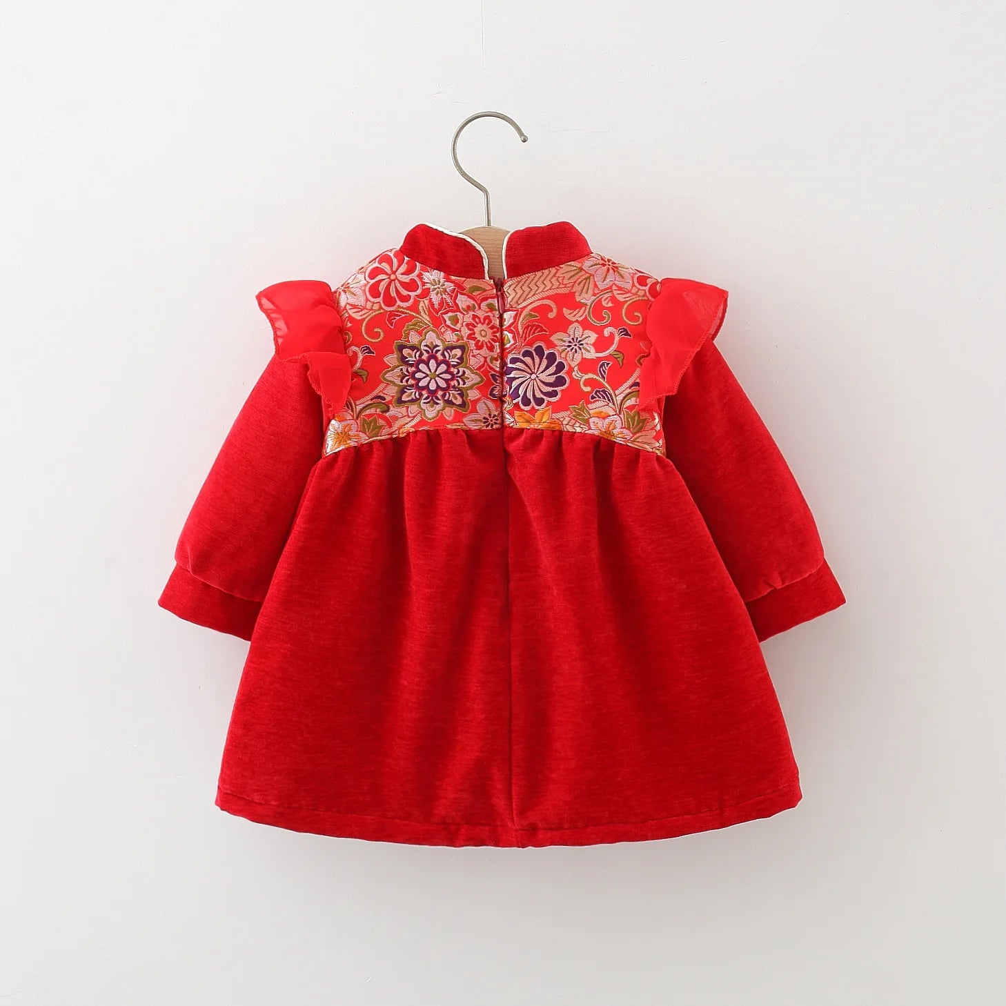 New Winter Embroidered Baby Girl Dress, Retro Style Children'S Clothing For Spring Festival Parties+Red Envelope Bag Giveaway