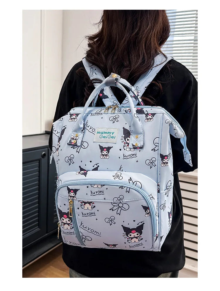 Kuromi New Diaper Bag Backpack Cartoon Cute Baby Diaper Bag Backpack Multifunctional Fashion Lightweight Baby Bag Large Capacity