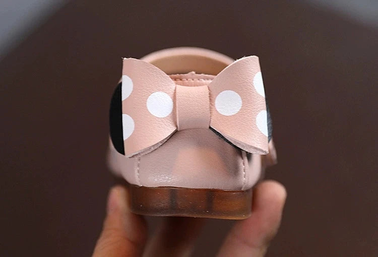 Disney Casual Shoes Kids Mickey Mouse Shoes For Girls Outdoor White Pink PU Leather Children Flats Soft Toddler Size 21-30