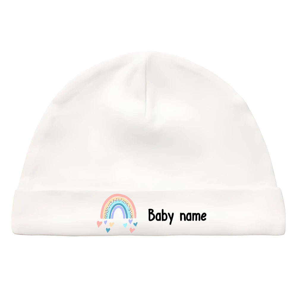 Personalised Unisex Baby Hat Infant Head Wear Baby Shower Gift Custom Newborn Beanie with Name First Hat for Babies