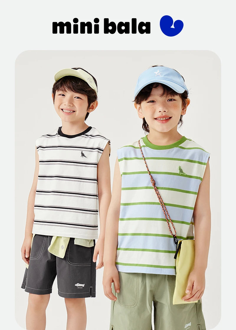 Mini Bala Boys Quick-Dry Cotton Tank Top Breathable Soft and Skin-Friendly 2025 New Summer Underwear for Kids
