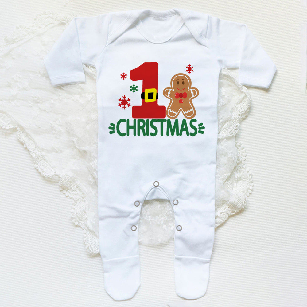 1st Christmas Babygrow Sleepsuit Boys Girls Cute Clothes Baby First Christmas Gift Toddler Xmas Sleepsuit Baby White Bodysuit