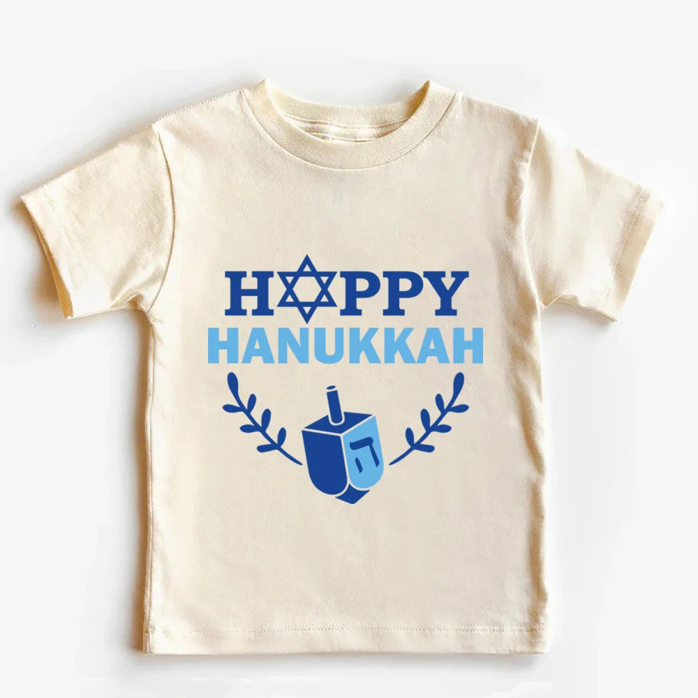 Kids Hanukkah Latke Shirt Little Latke Lover Jewish Menorah Hebrew Holiday Tops Happy Hanukkah Jewish T-Shirt Toddler Youth Tee