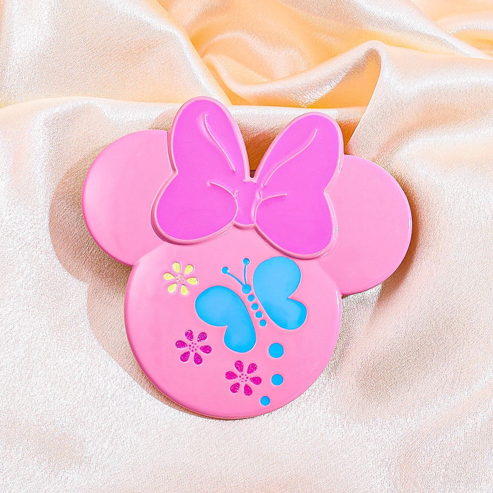 Minnie makeup brush set, metallic texture, cartoon makeup tool, cute Minnie hand mirror, suitable for girls' birthday parties!