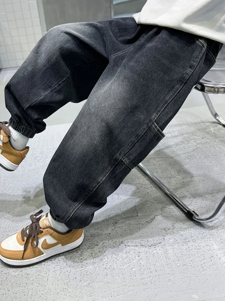 Boys' Fleece-Lined Jeans 2025 New Autumn/Winter Thermal Insulated Trendy Long Pants for Big Tall Kids, Stretchy Fabric Loose Fit