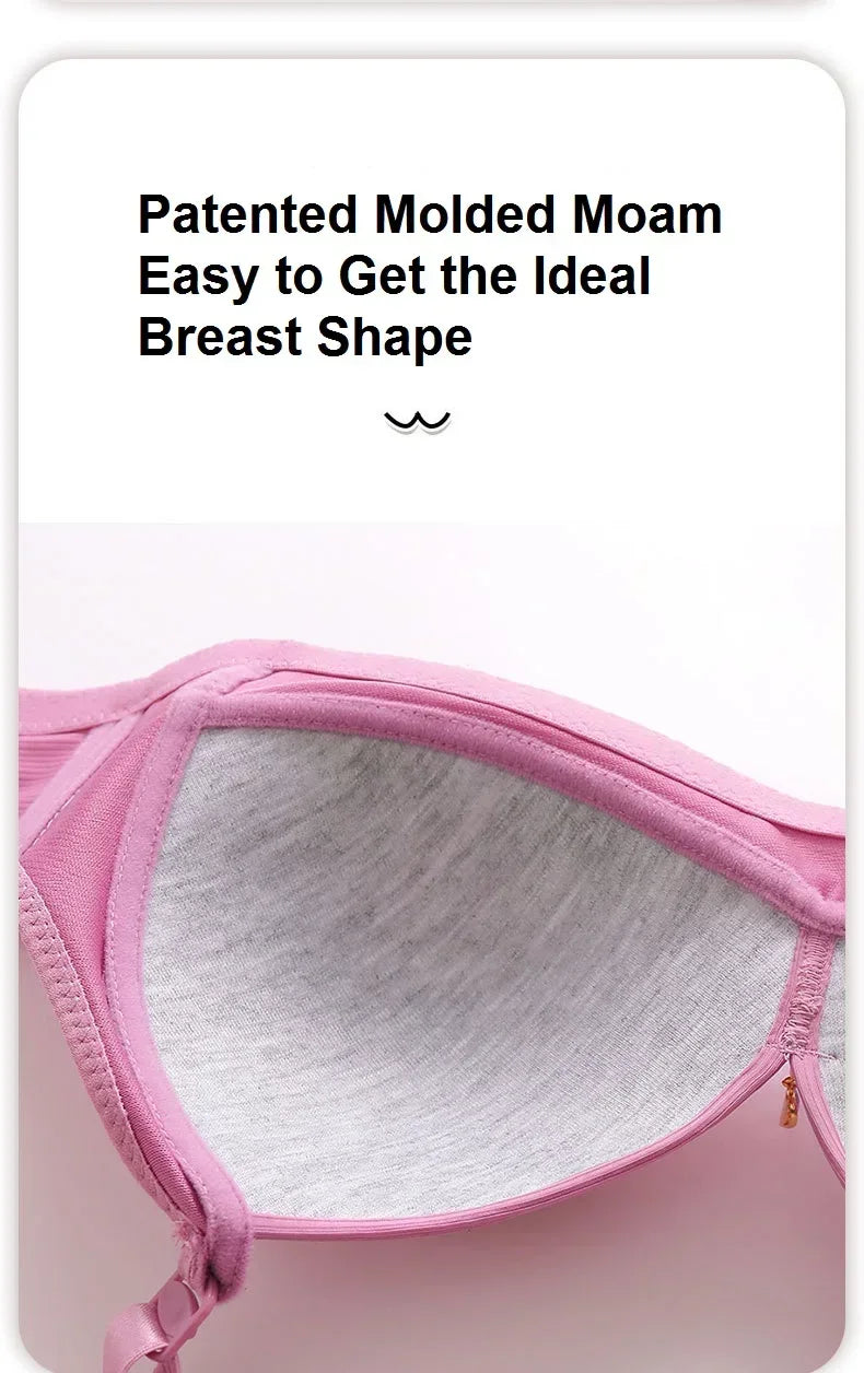 Gathered Side Collection Lifting Underwear Breasts Brassiere Large Size Bra Full Cup Underwear Brassiere No Steel Ring  Bra