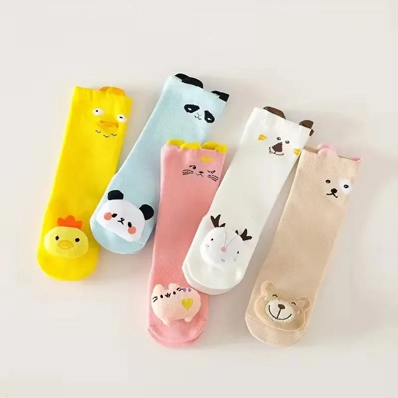 Kids Cartoon Animal Knee High Socks Non Slip Cotton Long Sock for Boys Girls Baby Knee Protector Toddler Cute Winter Accessories