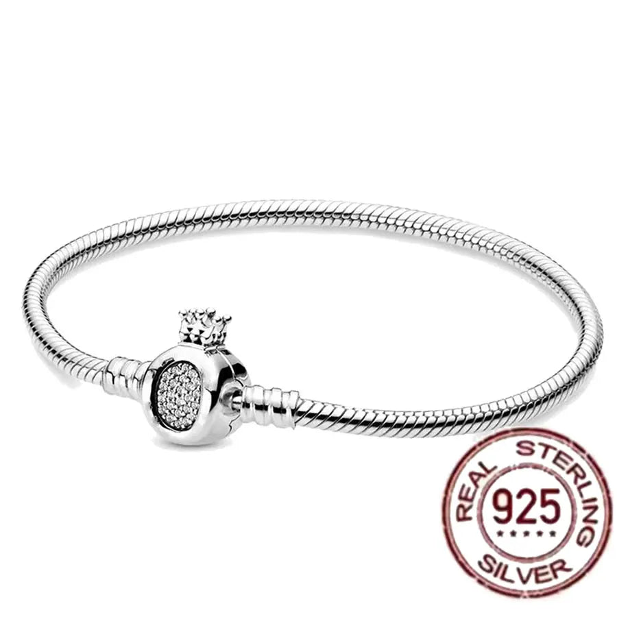 Hot selling S925 sterling silver crown snake bone bracelet, suitable for original DlY bracelet, women's fashion jewelry