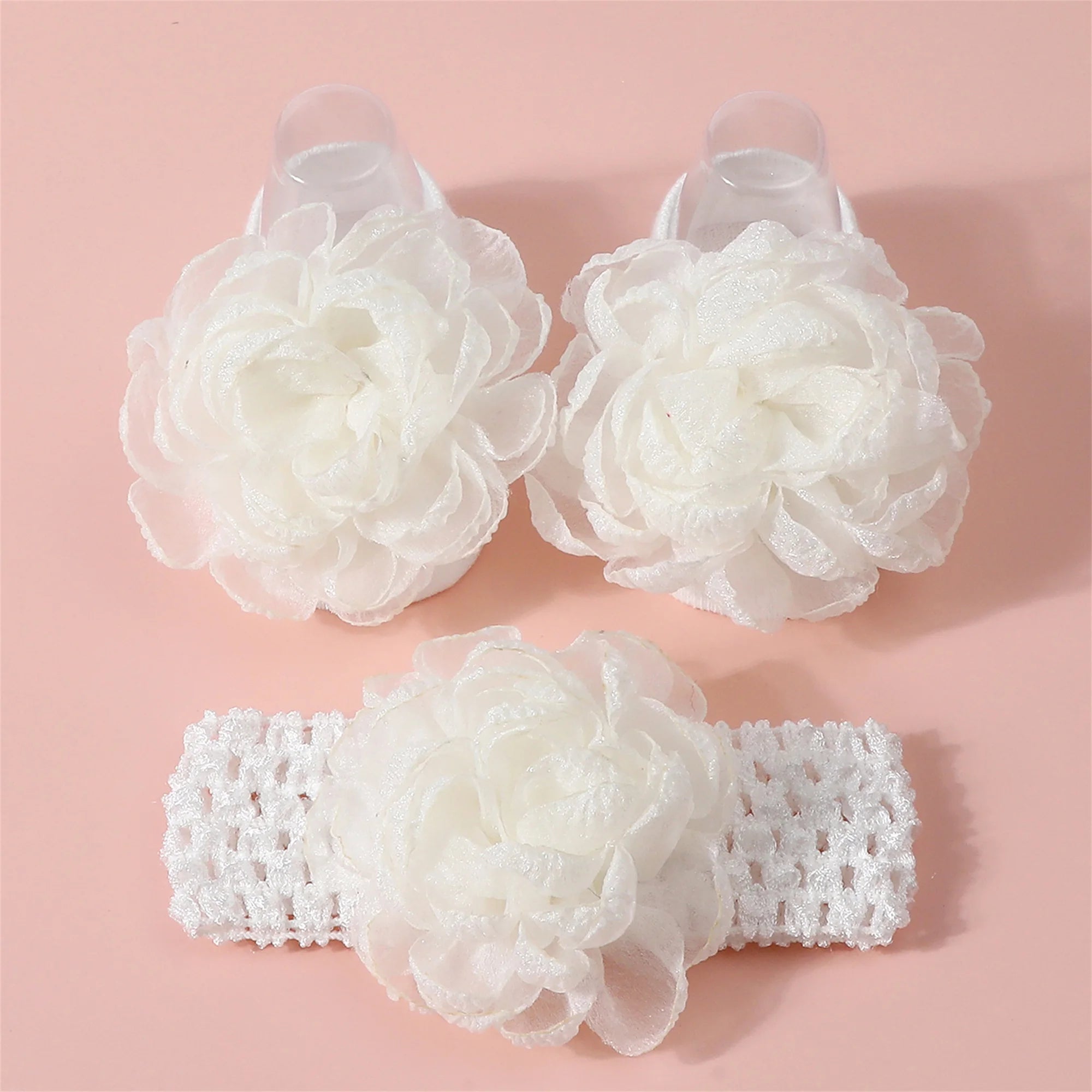 Adorable Baby Girls Hair Bow Clips and Socks Set Sweet Floral Headbands and Ankle Socks Infant Christening Outfit Accessory