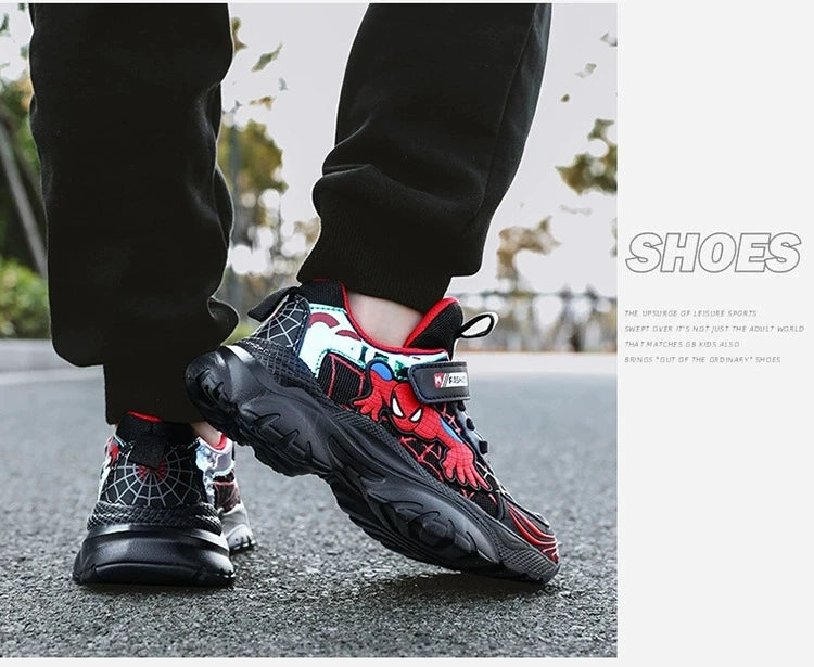 Disney Kids Sneakers Boys Tennis Shoes Comfortable Mesh Shoes Lightweight Outdoor Children's Sports Walking Black Blue Shoes