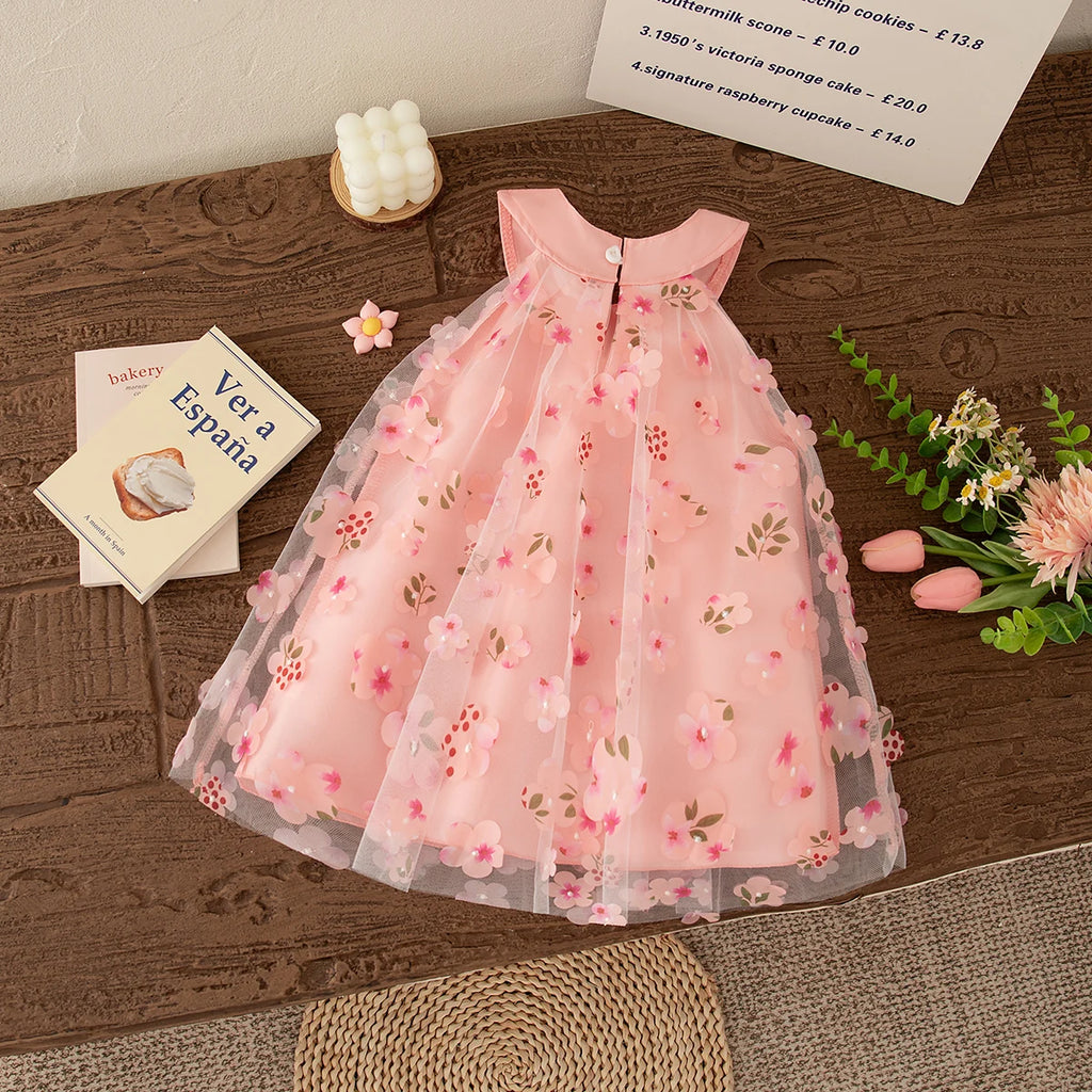 Summer New Floral Chiffon Baby Girl Princess Dress, Sweet Bow Children'S Sleeveless Clothes For Babies Aged 3 Months To 3 Years