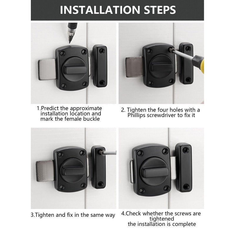 Gate Latch Slide Bolt Latches Lock, Safety Double Sided Gate Hardware