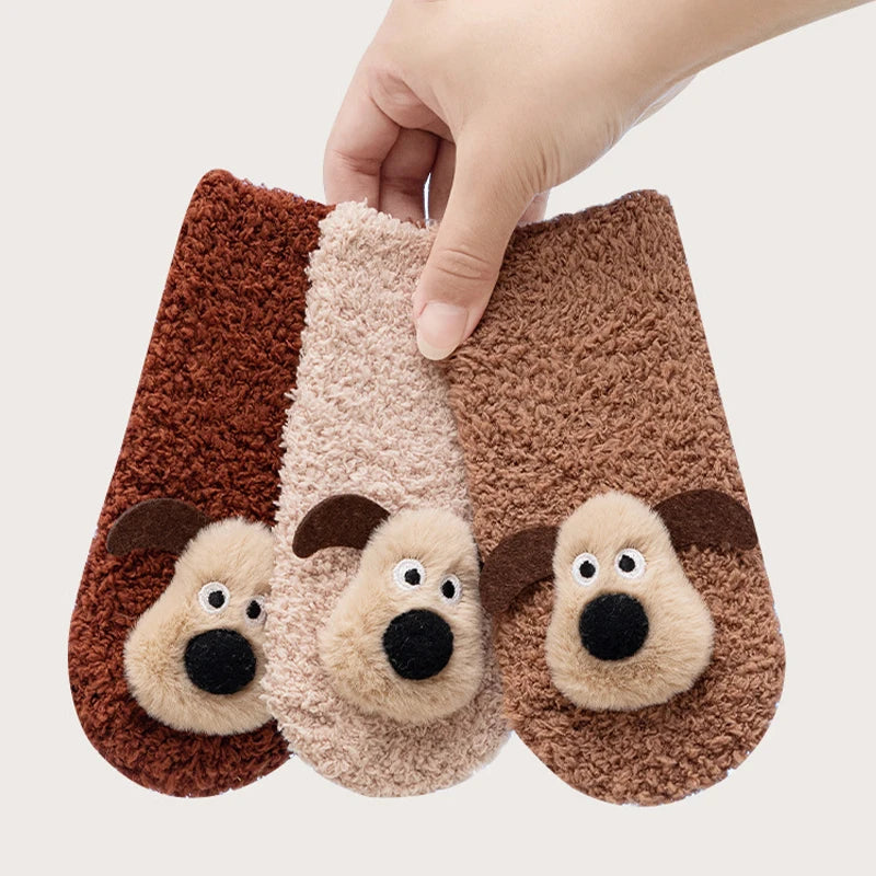 3 Pairs/Lot Baby Floor Socks Non-Slip Sole Kids Socks Cute Cartoon Winter Warm Toddler Socks For Boys And Girls