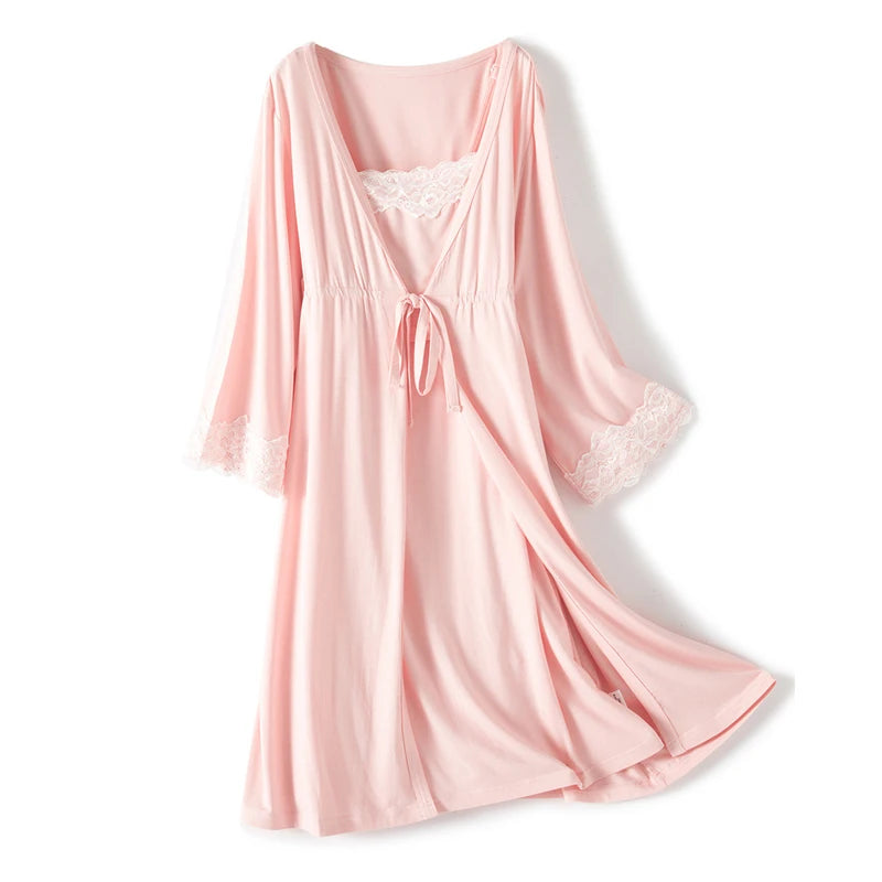 Maternity Robe For Hospital Nightgown Pregnant Women Nursing Nightwear Pajama Lace Sleepwear Ropa Mujer Embarazada Premama Suits