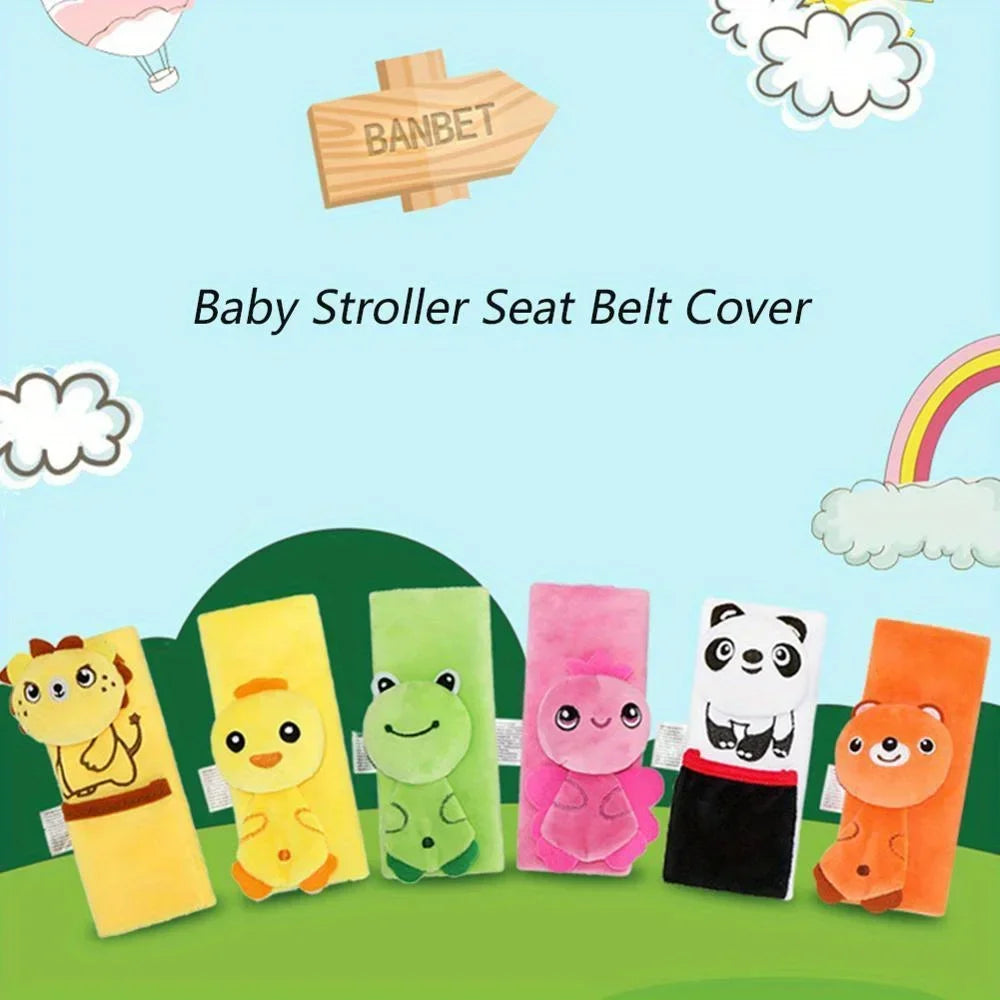 Baby Car Seat Strap Cover Plush Animal Seatbelt Cover Shoulder Pads for Baby Car Seat Belt Pads for Car Seats/Pushchair/Stroller