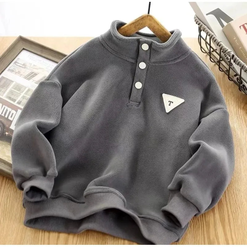High-Quality Winter Kids' Double-Sided Fleece Lined & Thickened School Uniform Must-Have Mid-Big Size Sweatshirt