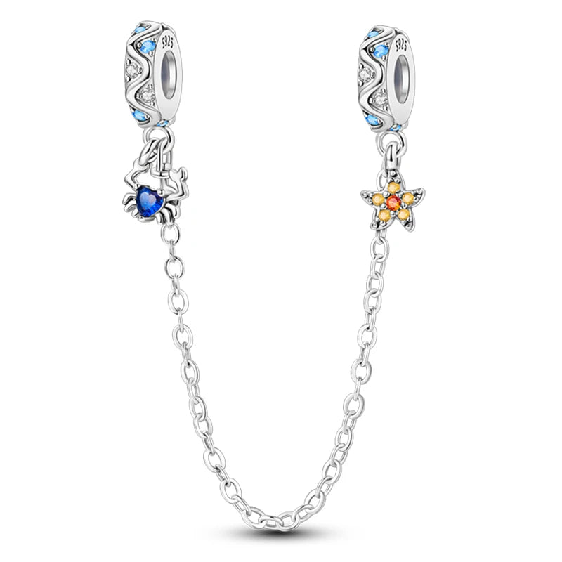 Hot Sale 925 Sterling Silver Ocean World Series Sea Turtle Starfish Little Crab Octopus Charms Bead Fit 925 Bracelet DIY Jewelry