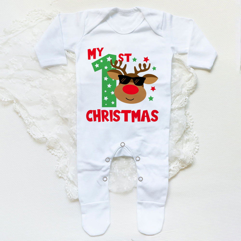 First Christmas Print Baby Sleepsuit Xmas Babygrow Sleepsuit Infant Christmas Gift Boys Girls Clothes Baby Coming Home Outfits